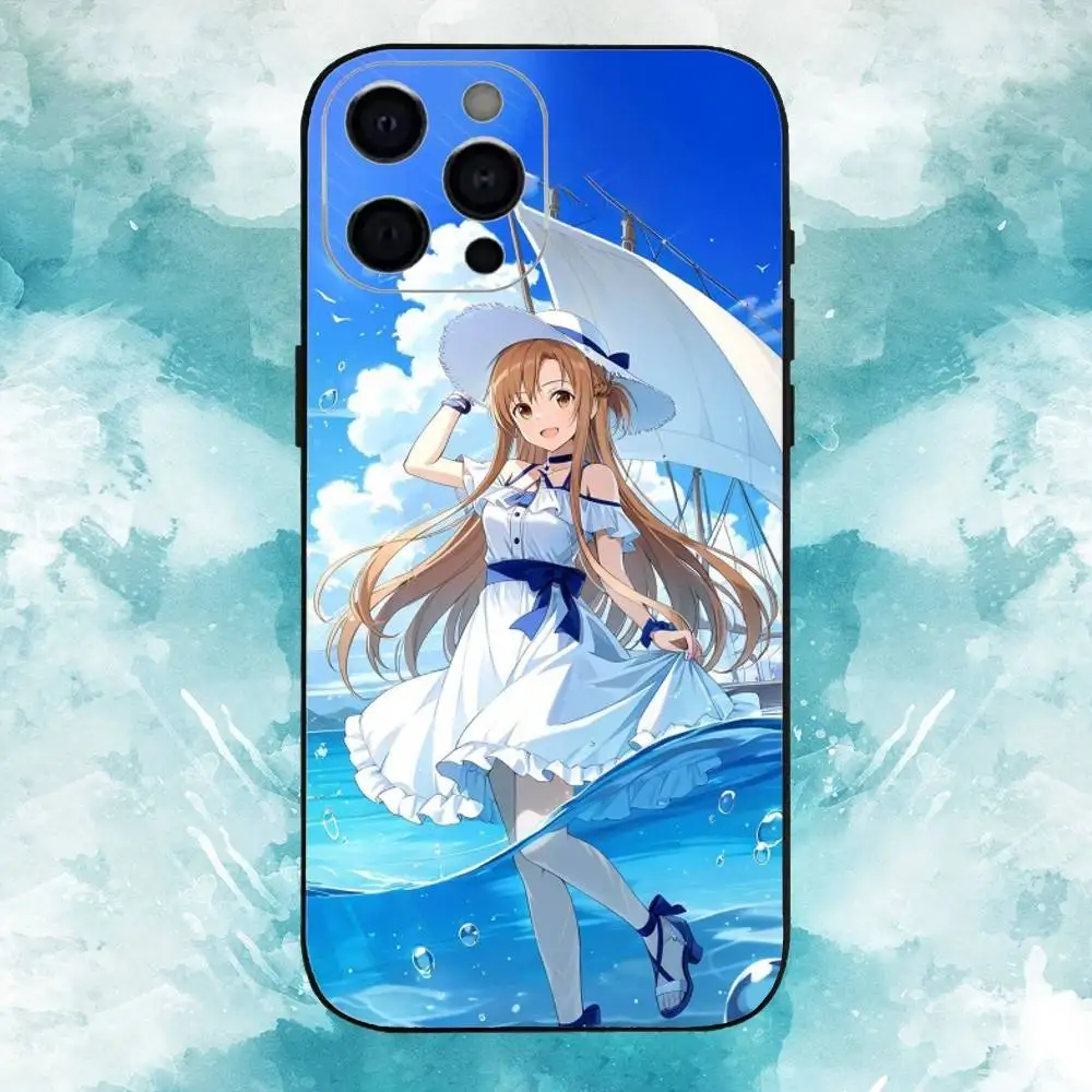 A-Asuna Anime Y-Yuuki Phone Case For iPhone17,16,15,14,13,12,11 Plus,Pro Max Soft Black Cover