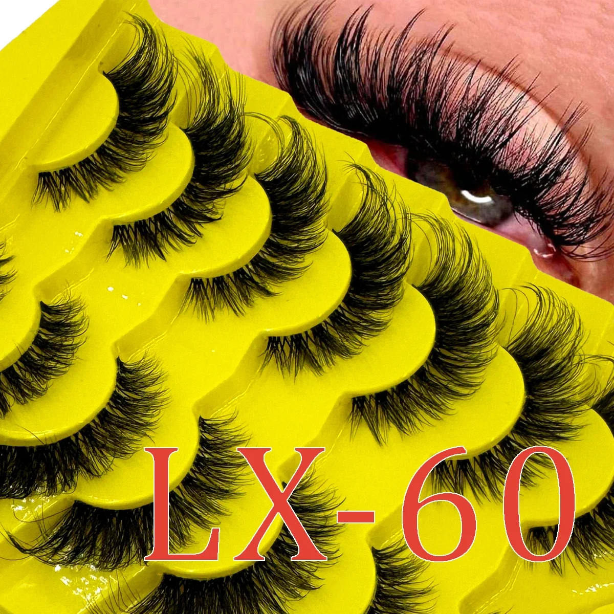 AMSDCN New 3D artificial mink eyelashes7 pairs of fluffy eyelashes natural soft cross curled eyelashes thick extended eyelashes