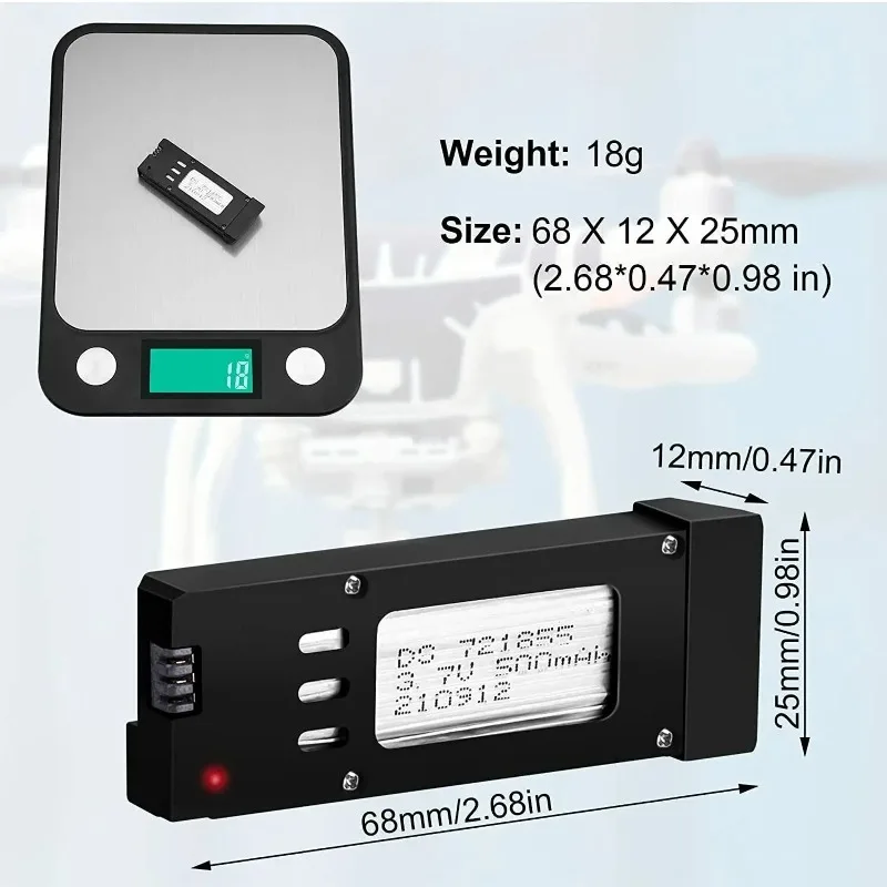 3.7V 550mAh for E58 L800 S168 JY019 Quadcopter Spare Parts UAV Drones Lithium Battery