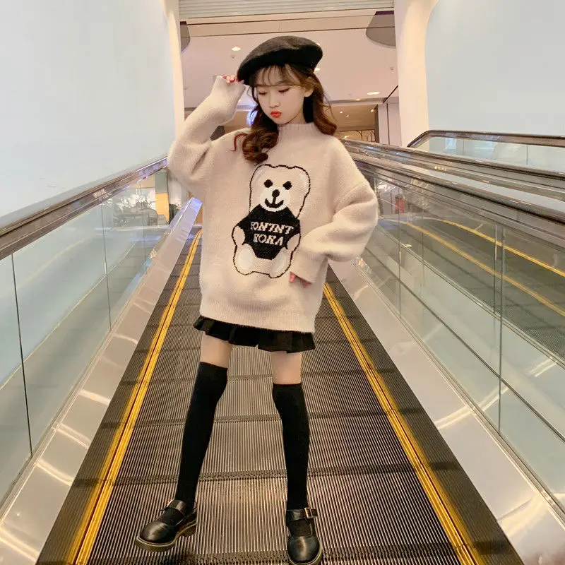 2026 Sweater New Girls Winter and Autumn Fashion Pullover Knitted Children's Clothing Sweaters 4 5 6 7 8 9 10 11 12 Year Clothes