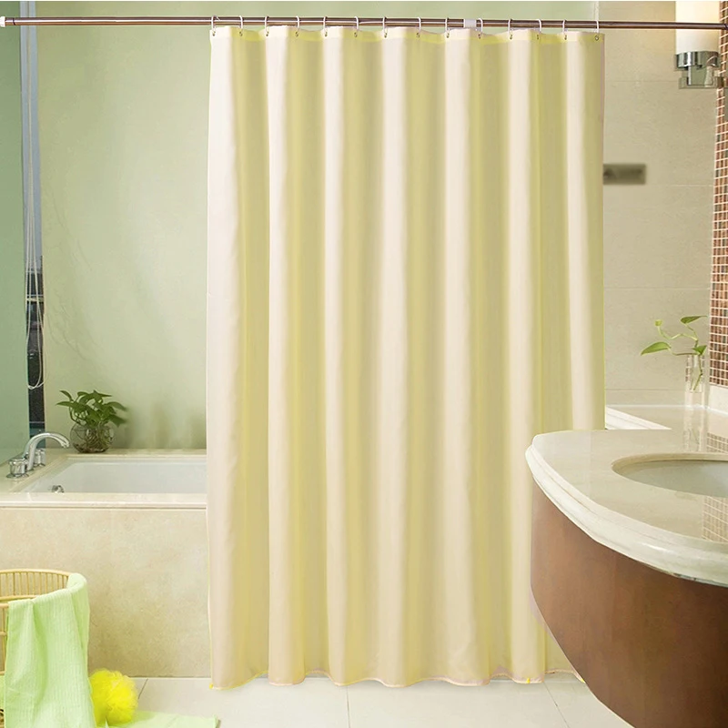 

Цельная бежевая занавеска для душа, полиэфирная ткань, водонепроницаемые крючки для занавесок для ванной, большие размеры, занавески для душа, украшение дома
