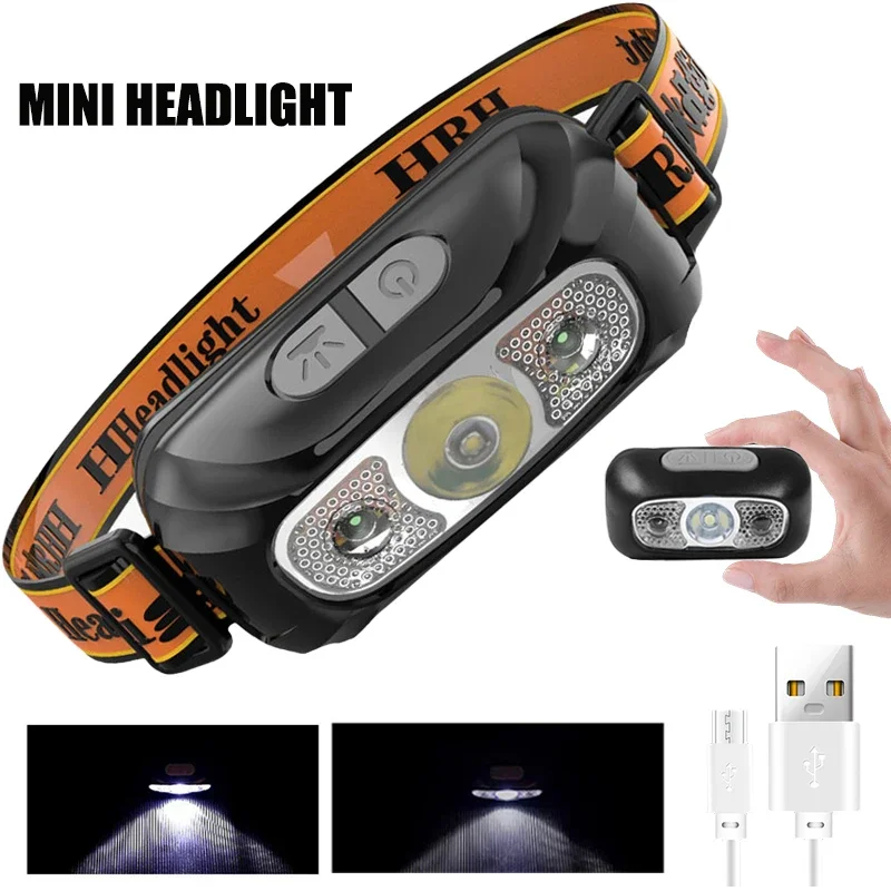 

Mini LED Headlamp Built-in Battery USB Rechargeable Head Torch Outdoor Camping Fishing Head Flashlight Searchlight Headlight