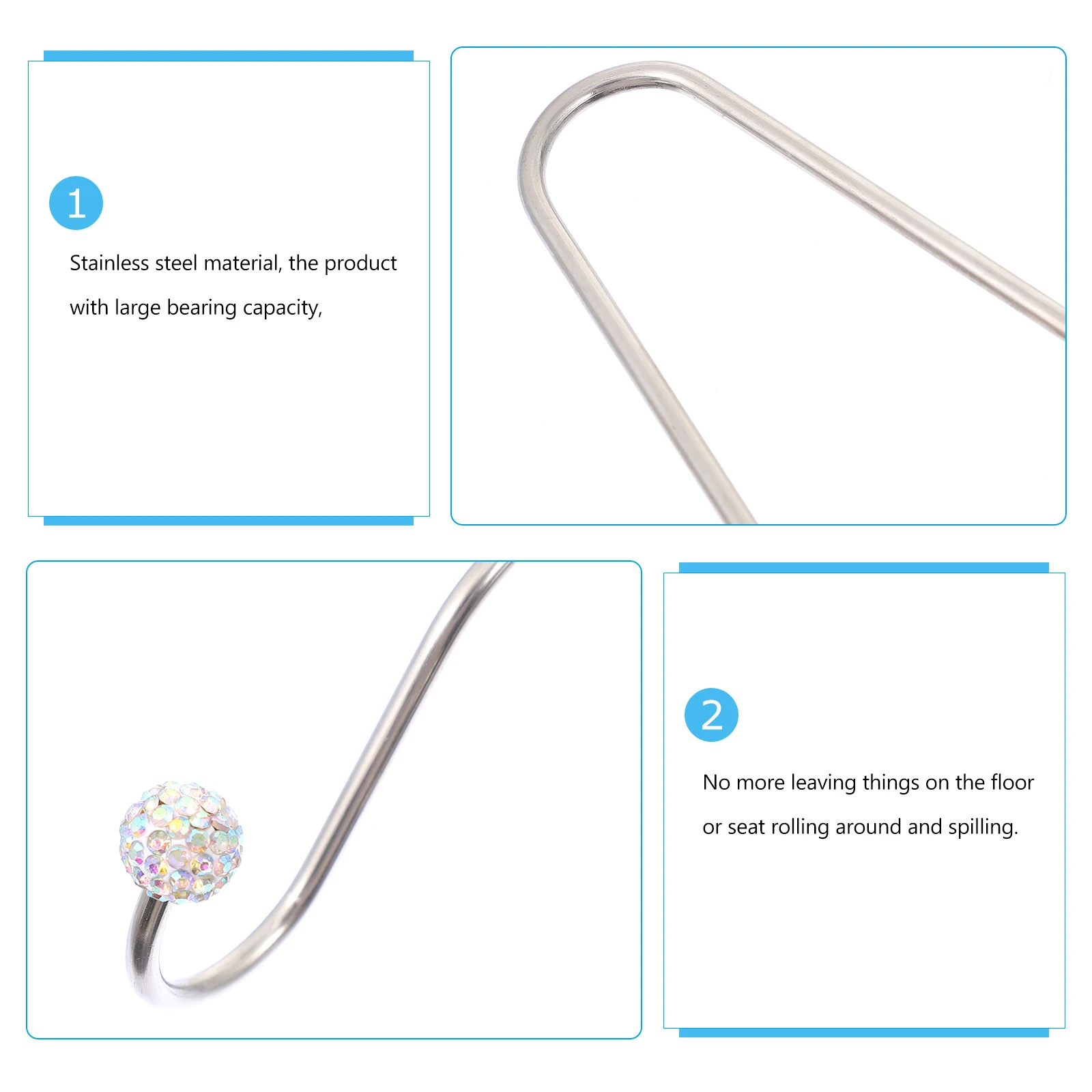

4 Pcs Car Rear Hook Hooks Seat Headrest Back Stainless Steel for Colored Diamond Organizer
