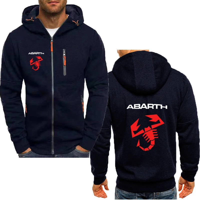 Mannen Rits Jasje Sweatshirt Abarth Logo Print Lente Herfst Nieuwe Punk Casual Losse Straat Oversized Mannen Hoodie top