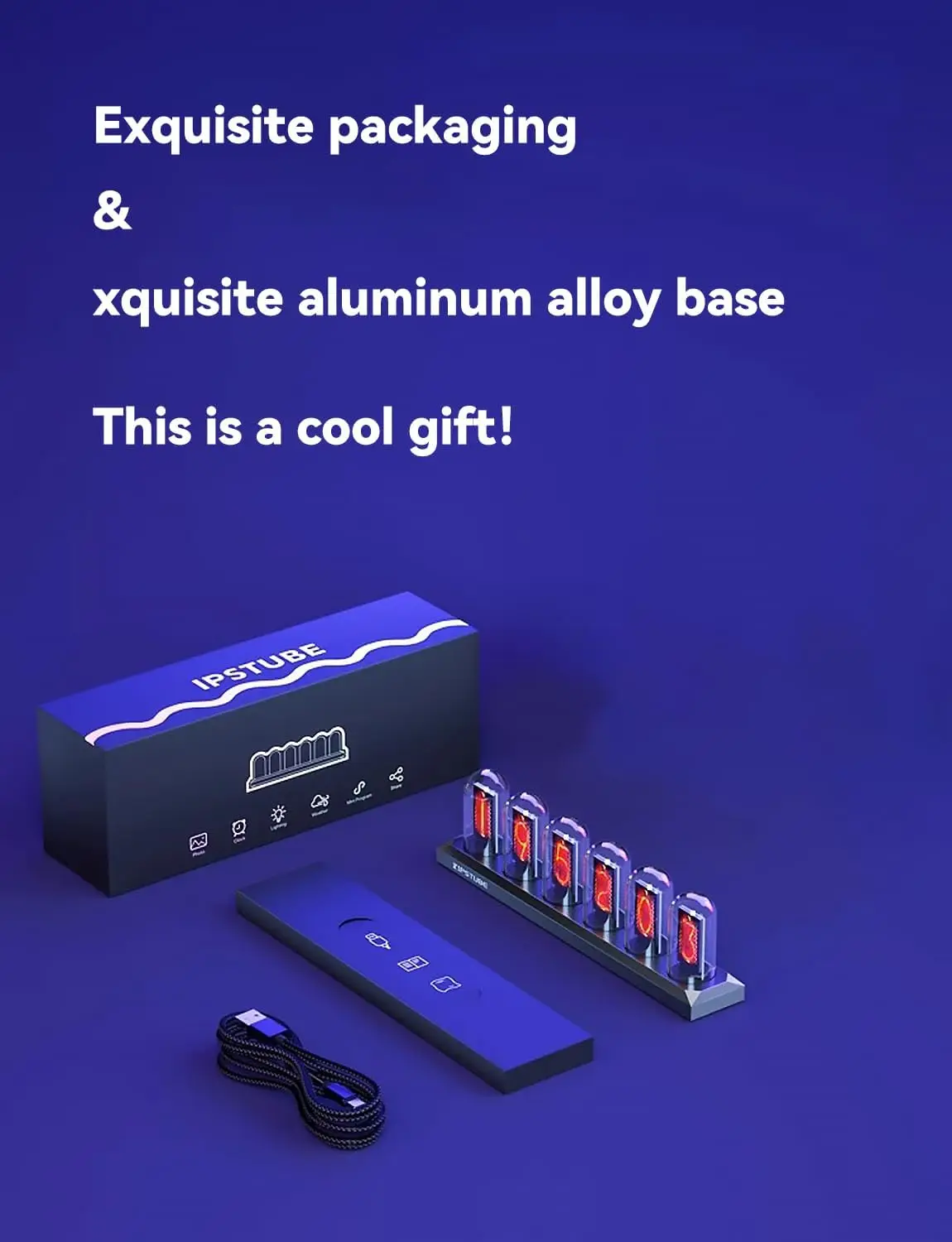 Nixie Tube RGB IPS Screen LED Retro Digital Clock Night Light,DIY Lamp Support Wi-Fi Time Calibration, APP Control, Weather Mode