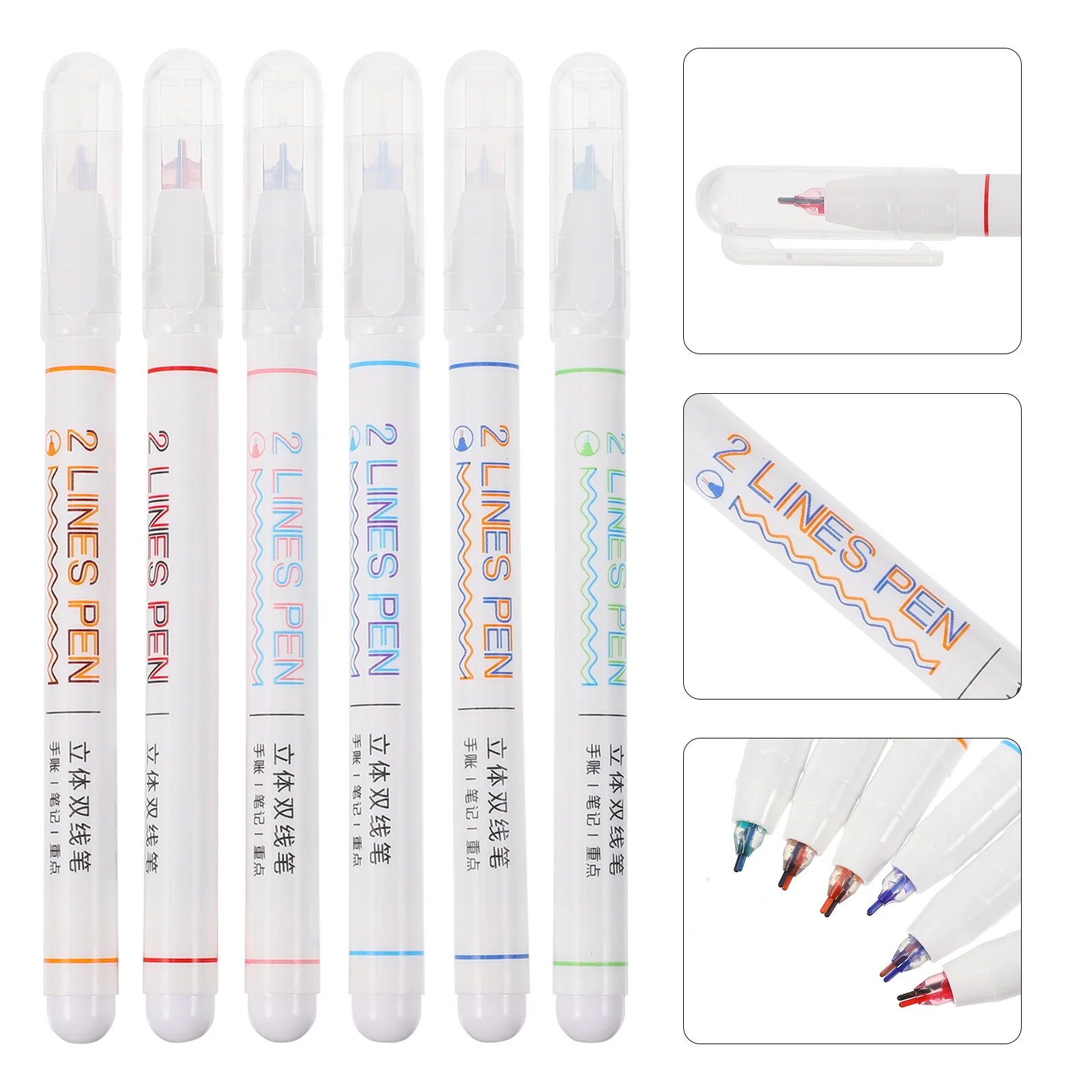 Double Line Pen Glitter Marker Outline Stationery Drawing Fluorescent Highlighter Highlighters