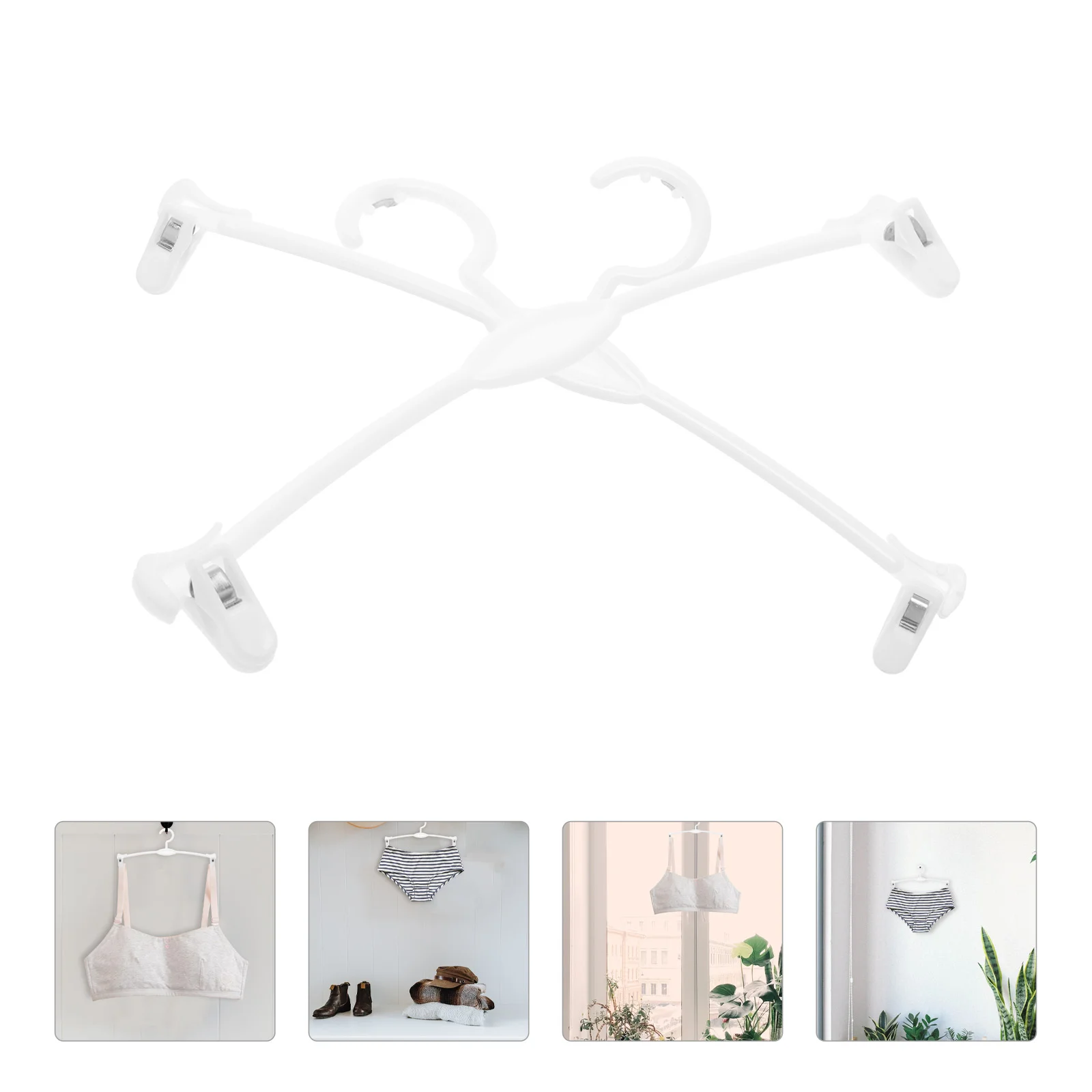 

15 Pcs White Clip Hanger Velvet Skirt Hangers with Clips Clothes Racks Panties Laundry Drying Bra Miss