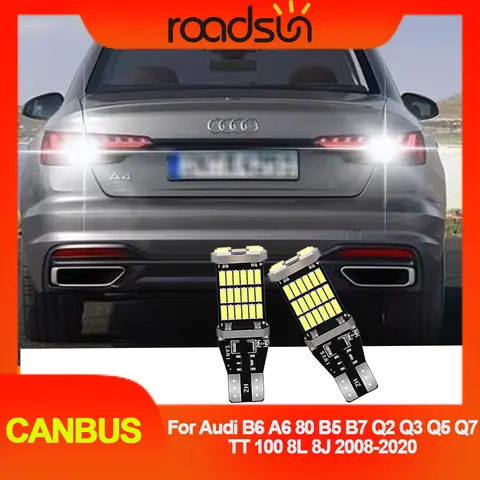 2PCS T15 W16W 921 LED 역방향 조명 자동차 백업 램프 오류 없음 아우디 B6 A6 80 B5 B7 Q2 Q3 Q5 Q7 TT 100 8L 8J 2008-2020