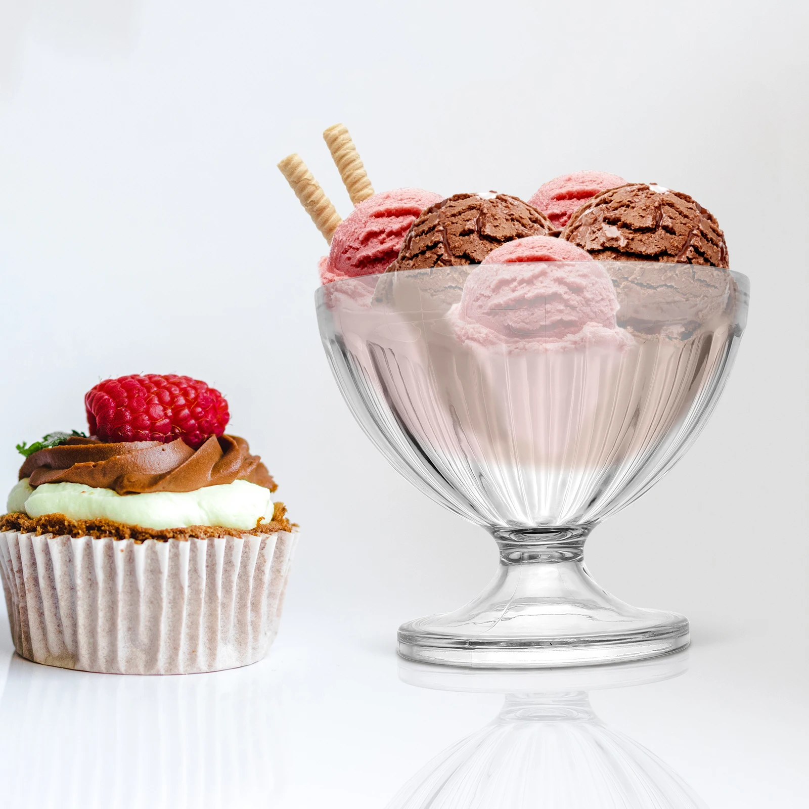 

3pcs Ice Cream Cup Decorative Bowls Fruit Salads Snacks Pudding Cake Transparent PC Material Hot Cold Foods Kitchen Necessity