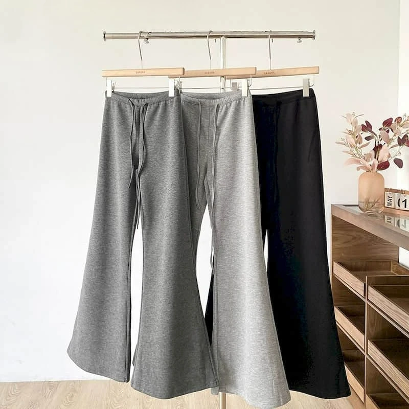Flared Trousers Casual Tight-fitting Autumn Korean Style Sweatpants Elastic Waisted Baggy Pants Streetwear Y2k Wide Leg Pants