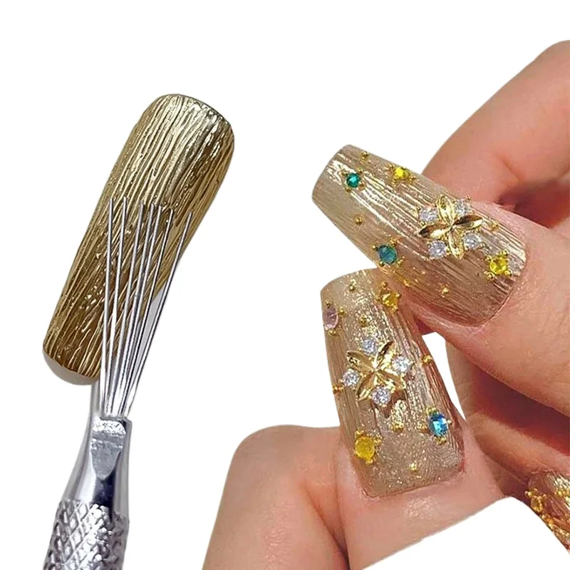 

3/1pcs 7 Pin Stripe Steel Nail Art Liner Brushes Ultra-thin Line Drawing Pen Multi Head UV Gel Brush Nail 3D Tips Painting Tools