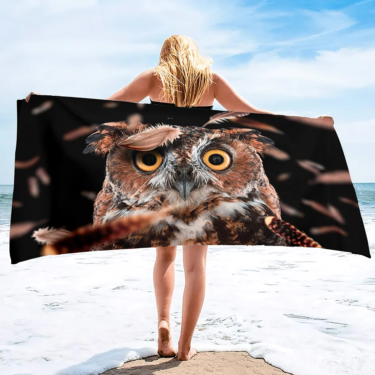 

Owl Beach Towel,Oversized Light Absorbent Blanket Soft Bath Suitable for Swimming Pool,Hot Spring Gym Travel