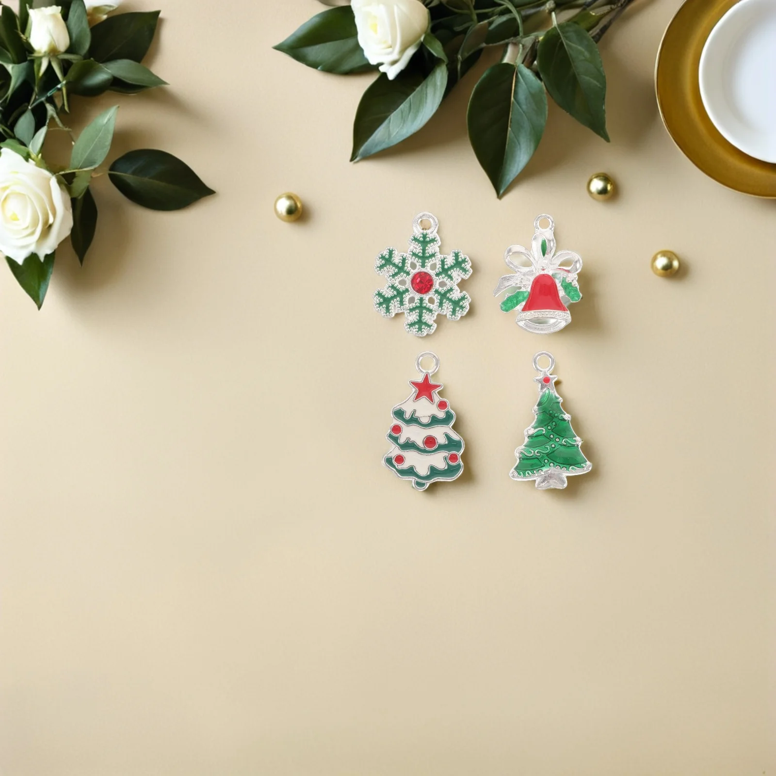 

24Pcs Christmas Tree Charms Alloy Assorted Snowflake Bell Pendants for DIY Jewelry Crafting Supplies Holiday Necklace Bracelet