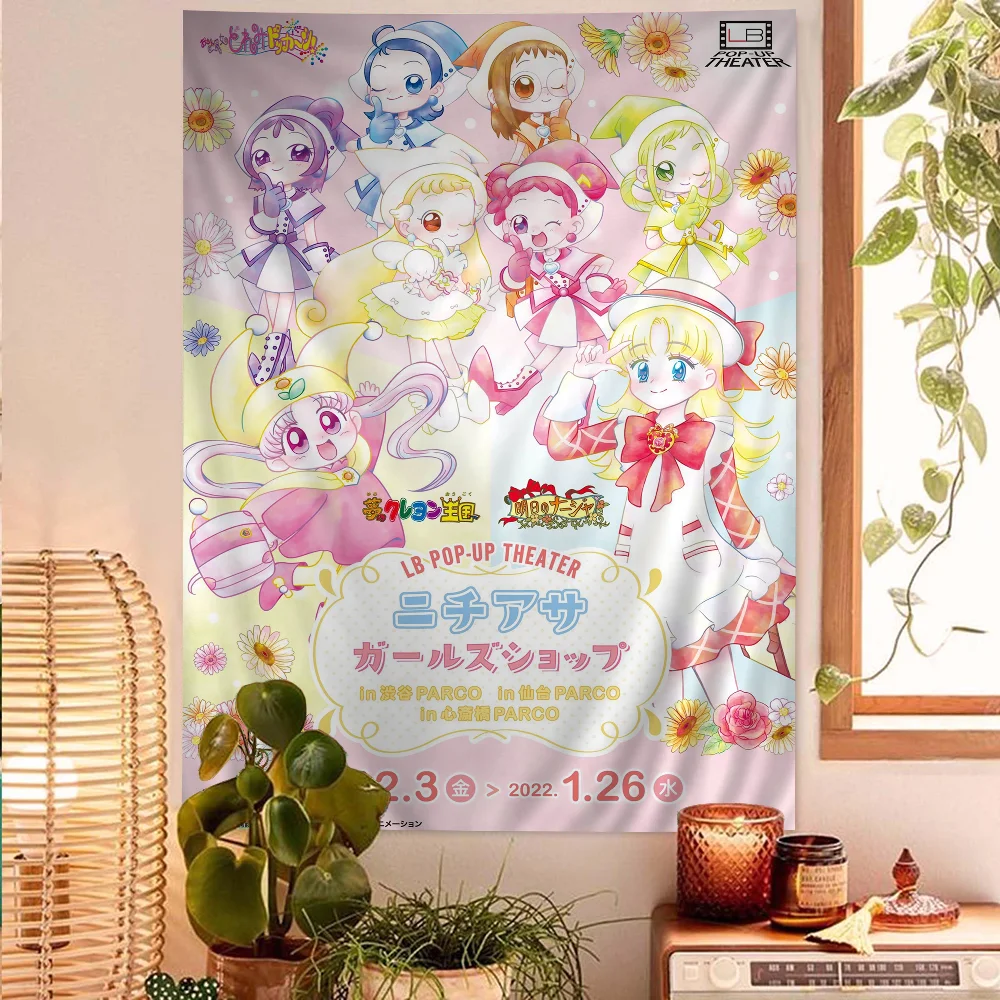 Anime Magical DoReMi Anime Tapestry Hippie Flower Wall Carpets Dorm Decor Wall Hanging Home Decor