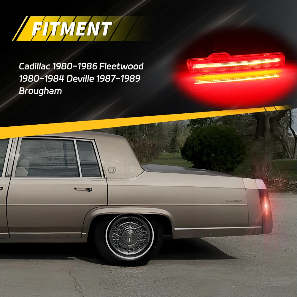 

2PCS Rear Fender Light Reflector Light Side Marker Light W/LED For 1980-1986 Cadillac Fleetwood 1980-1984 Deville 87-89 Brougham