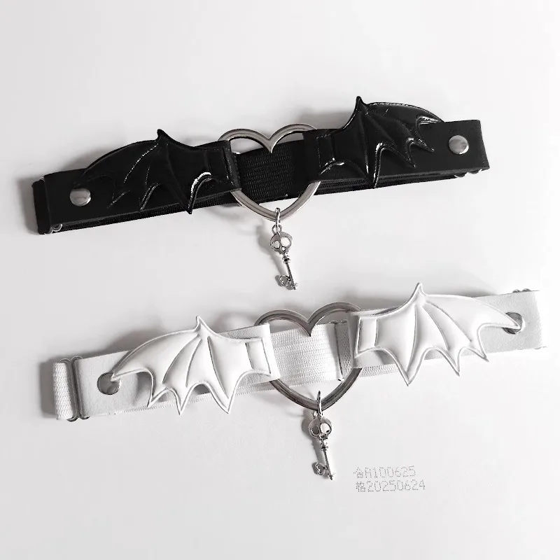 Women Sexy Punk Leather Little Devil Wings Leg Garters Harness leg Thigh Bands Y2K Subculture Elastic Gothic Lolita JK Leg Rings