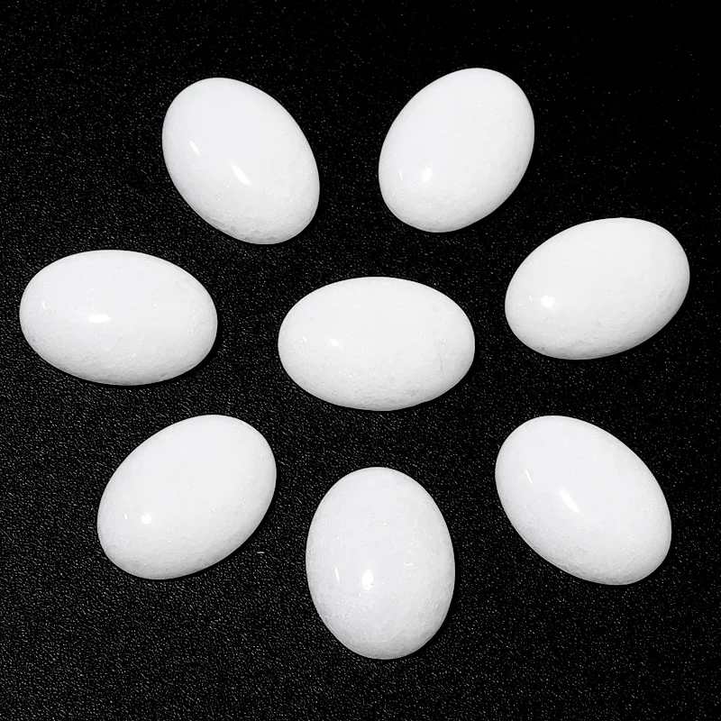 DC 5-10pcs/lot Oval White Jade Natural Stone Cabochons Multiple Sizes For Diy Ring Earring Necklace Making Jewelry Findings