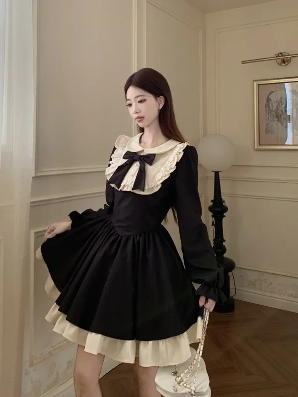 

Sweet Sle plus Size Women's Dr Wooden Fake Two-Piece A-Line Skirt Waist-Cinching Belly- Concealing Autumn Winter New