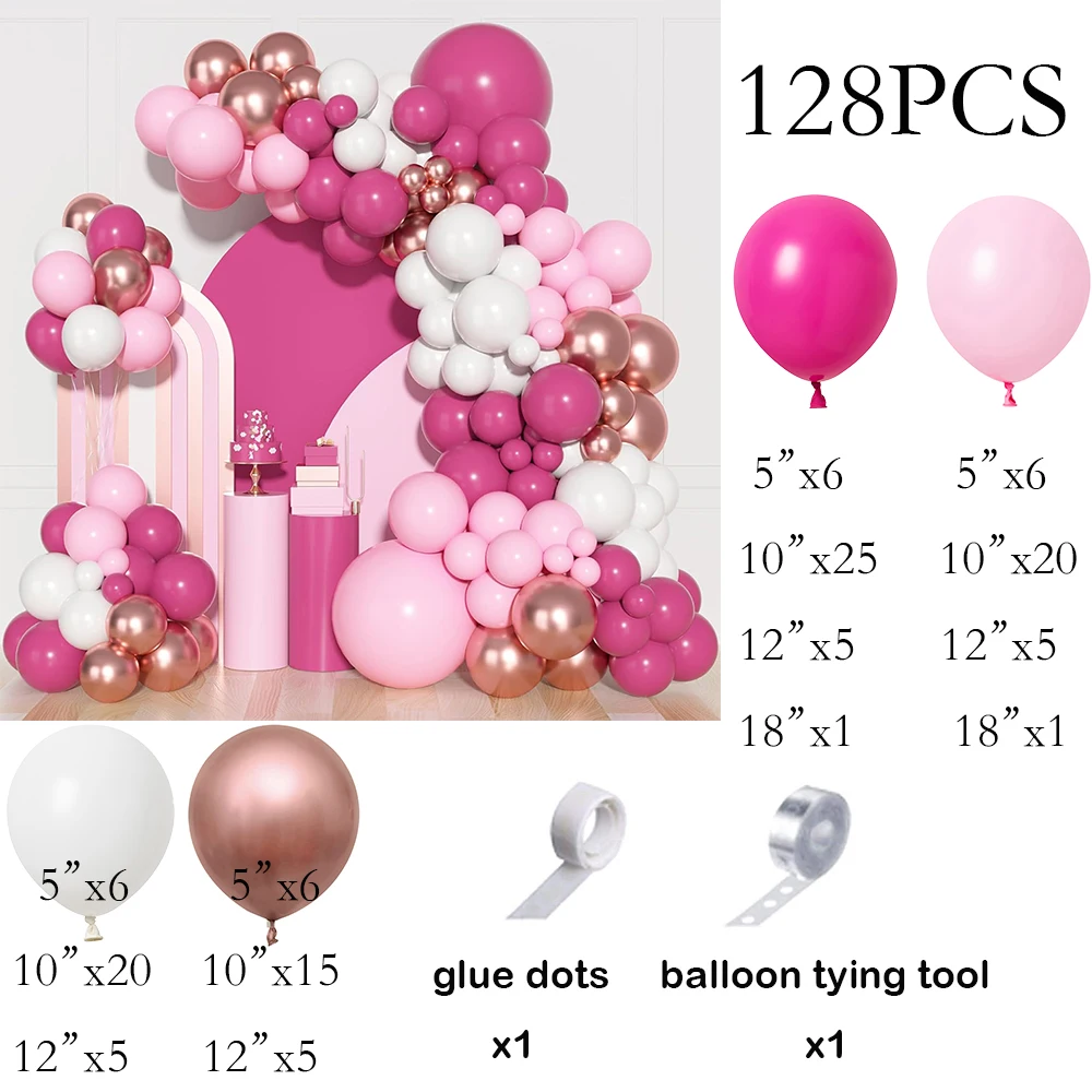 Wedding Pink Balloons Garland Pastel Pink White  Rose Gold Balloon Arch Kit Baby Shower Gender Reveal Birthday Party Decoration