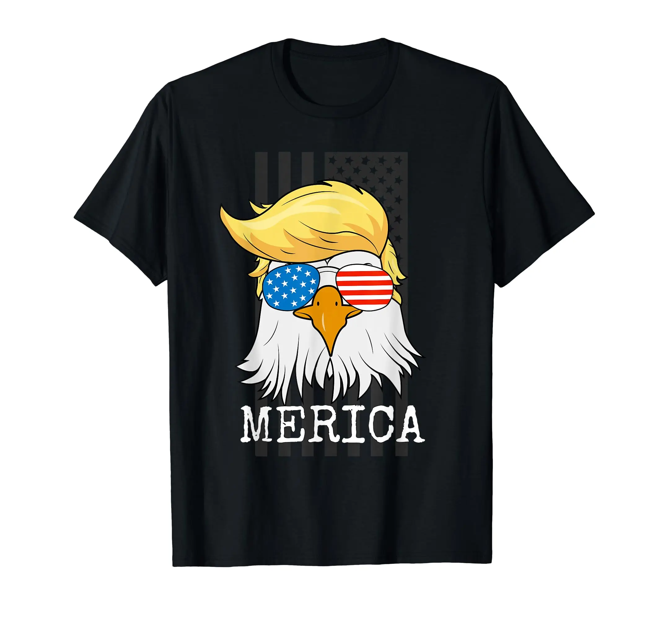 Merica Bald Eagle 4th of July Trump American Flag Funny Gift T-Shirt