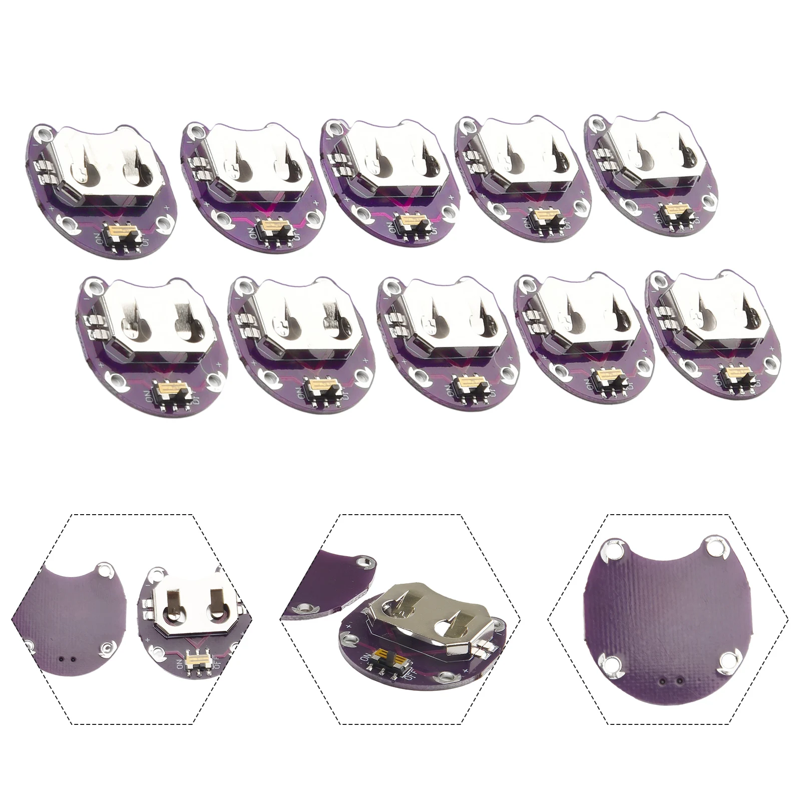 

For CR2032 Battery Holder Replacement Slide Switch 10PCS 4 Connection Points Cell Battery Holder Module Kit Part Brand New