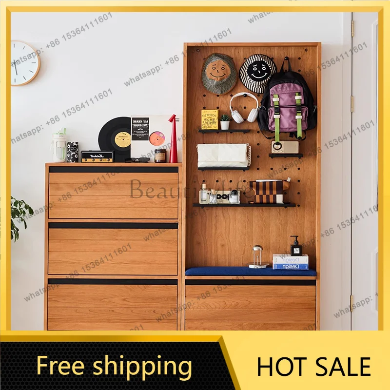 Italian Style Shoe Cabinet Wooden Nordic Tall Entryway Salon Shoe Rack Living Room Organizer