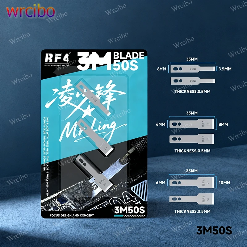 RF4 3M50S Professional Scraper Set - 6Pcs Blades (U1/U2/U3) 0.5mm Thickness for Phone Mainboard Repair,Glue Removal, Chip Prying