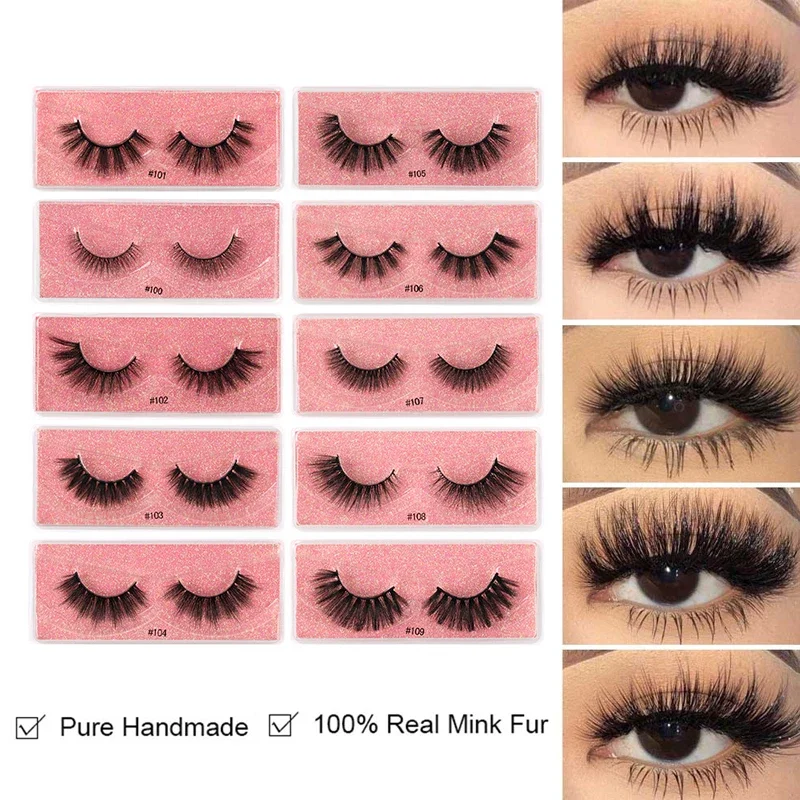 1 คู่ขนตาปลอม 3D Mink Lashes Fluffy Wispy Natural Cross Eyelash Extension ขนตาปลอมแต่งหน้าเครื่องมือ