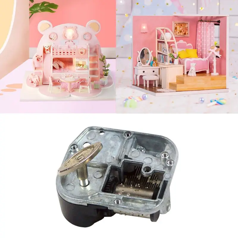 8 Tones Music Box Movement Mechanical Clockwork DIY Windup Rotate Musical Castle in the for Sky Birthday Gift