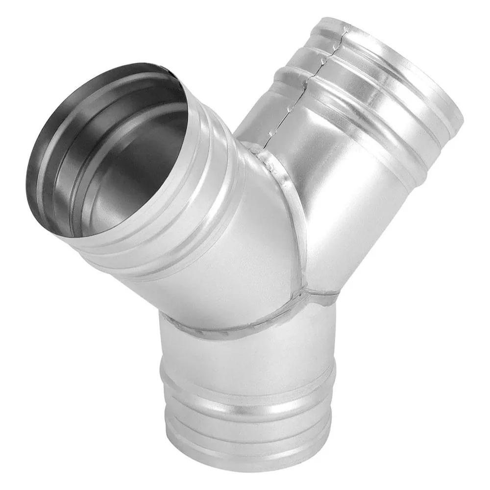 4 Inch Diameter Duct Splitter Connector 45 Degree Angle 3 Way Design 3 Way Duct Splitter Metal Y Shape Structure