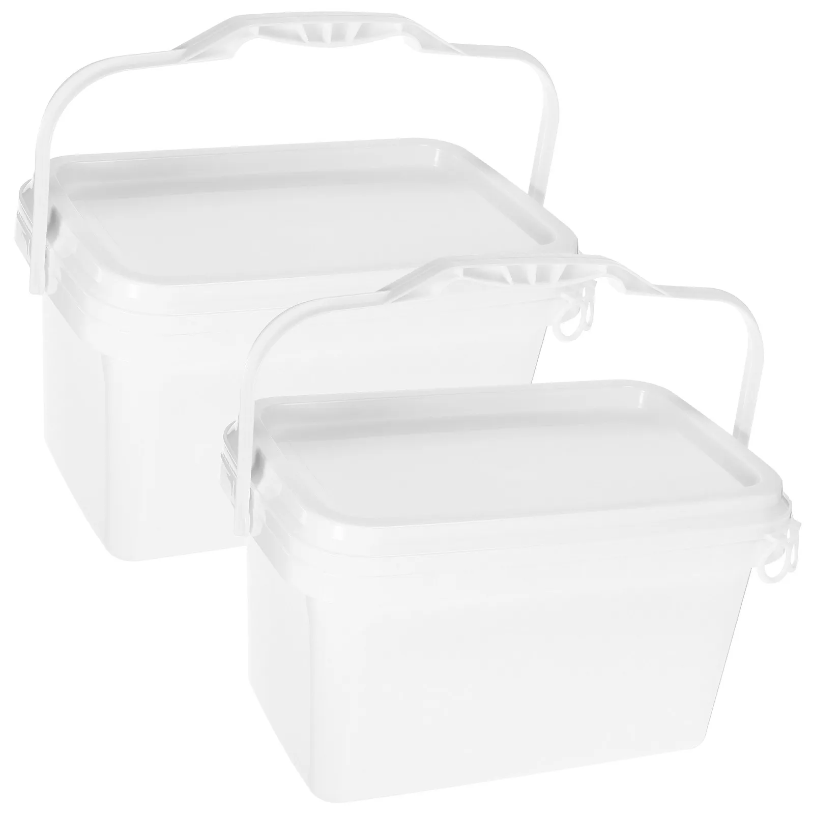 2Pcs Paint Buckets Rectangular Plastic Bucket with Handle and Lid Portable Paint Storage Containers for Painting Outdoor Use