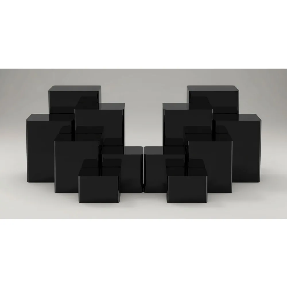 

12 Pcs Acrylic Display Risers Square Cube Stands for Jewelry Cosmetics Collectibles Food Perfume 6 Sizes Black