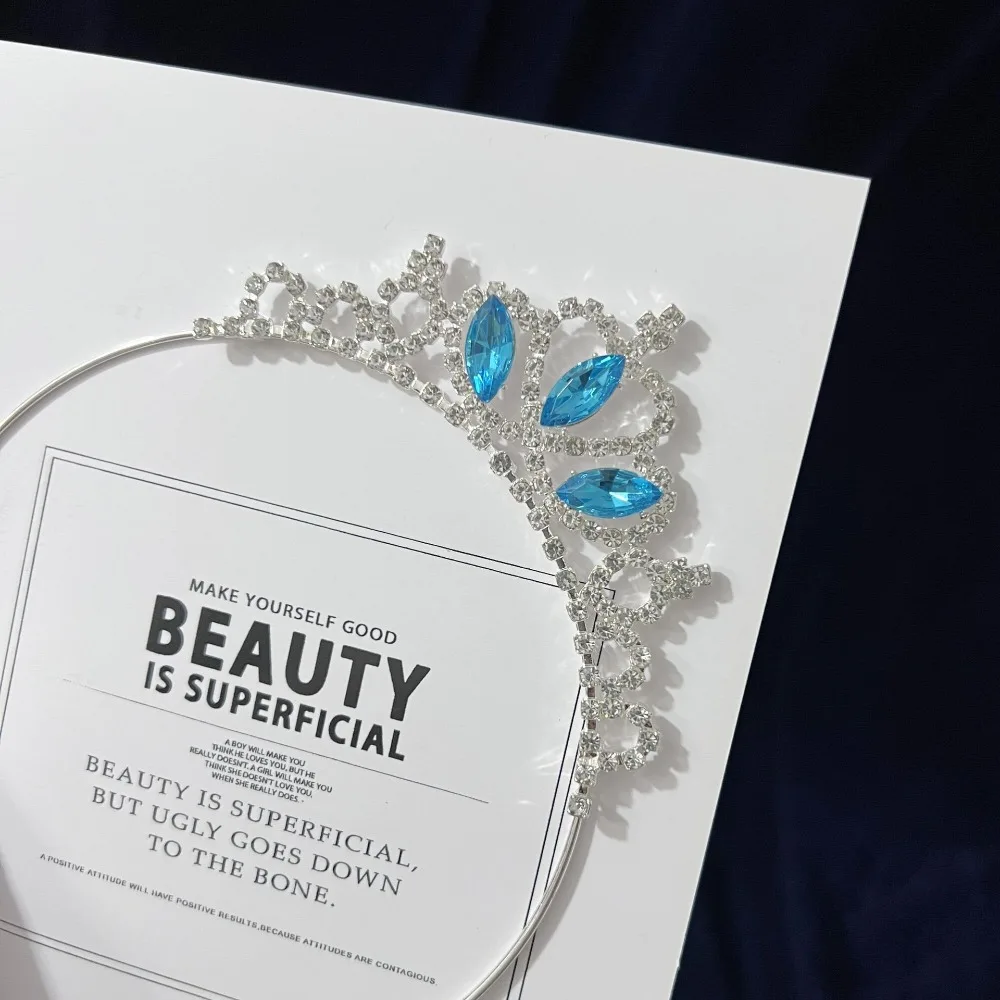 Fashion Alloy Princess Crown Headband Birthday Accessories Hair Band Rhinestone Tiara Hair Jewelry Crystal Crown