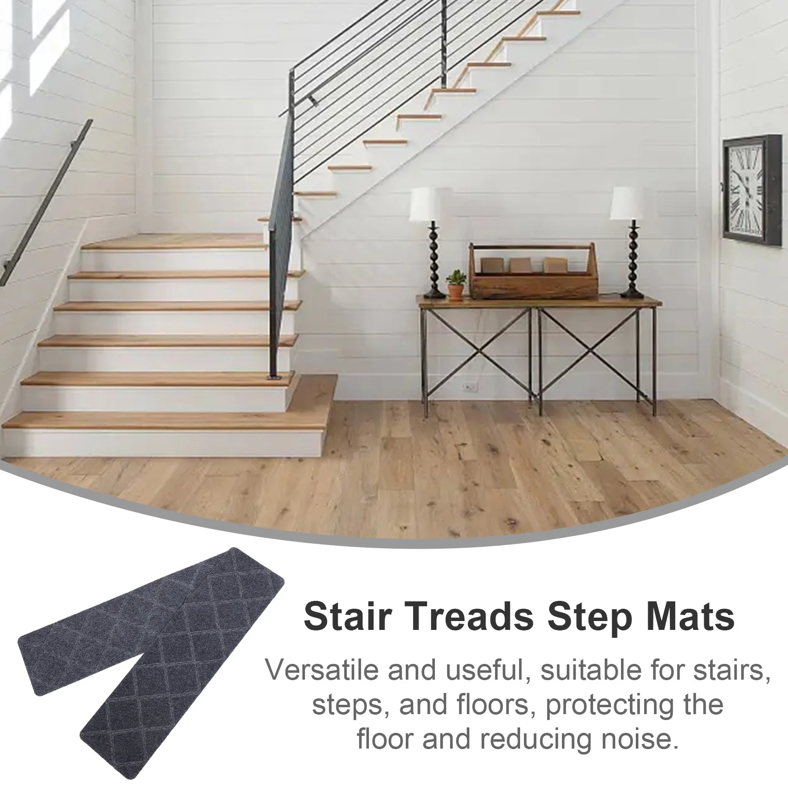 

4Pcs Anti-Slip Stair Treads Mats Reusable Non-Skid Step Runners for Stairs Wooden Steps Home Stair Treads Step Mats