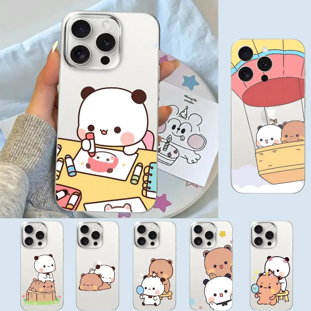 Niedliche Cartoon Bubu Dudu Handyhülle für iPhone 17 16 15 14 Plus 13 12 11 Pro Max Transparente Rückseiten-Abdeckung