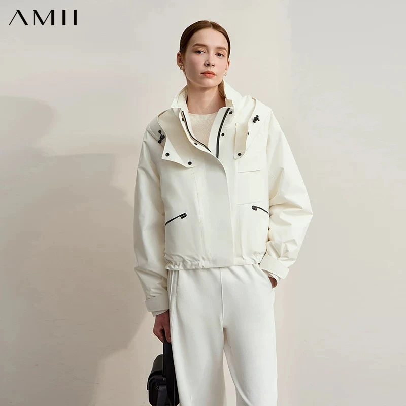 AMII Hooded Down Jackets Woman 2026 Winter New Loose Casual Short Down Jacket Waterproof Versatile Clothes For Ladies 12524029