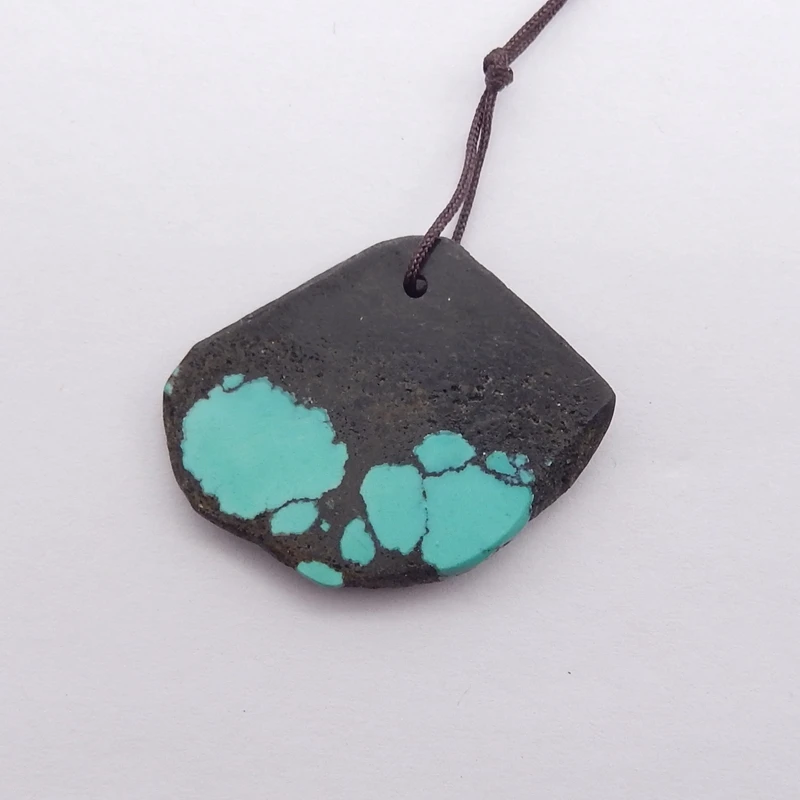 Handmade Jewelry Natural Stone Turquoise Nugget Pendant Bead Fashion Necklace Accessories 32x25x4mm 5g