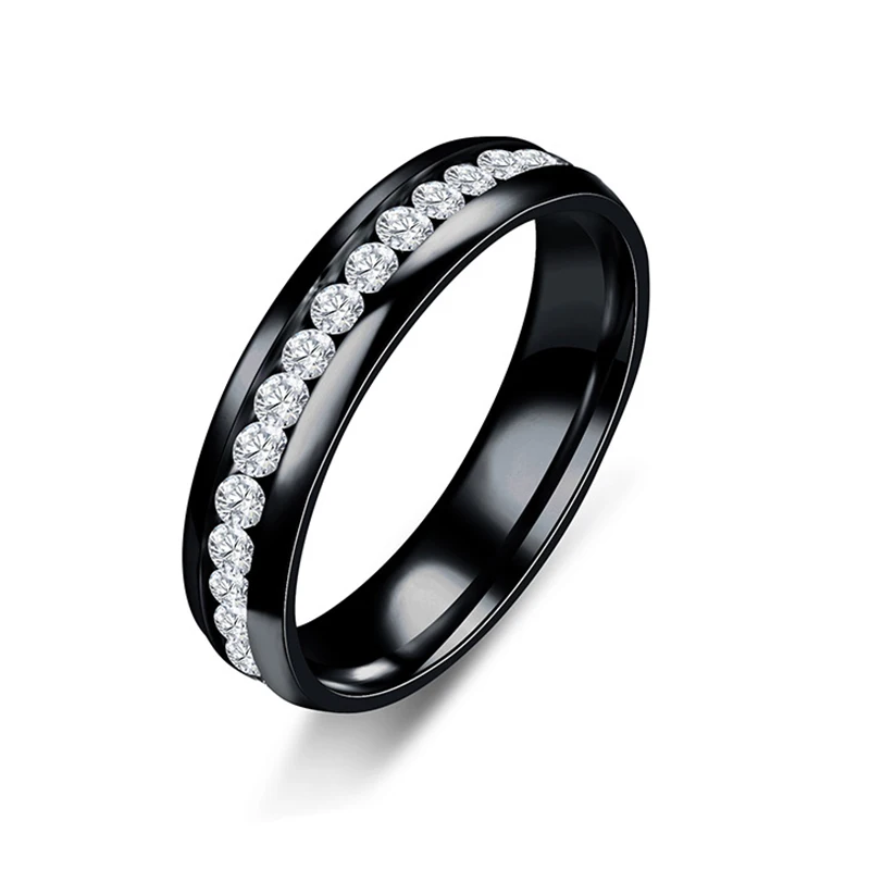 Cute Vintage Stainless Steel Ring Anel Inlay Reinestone Bridal Engagement Wedding Ring for Women Christmas Gift Fashion Jewelry