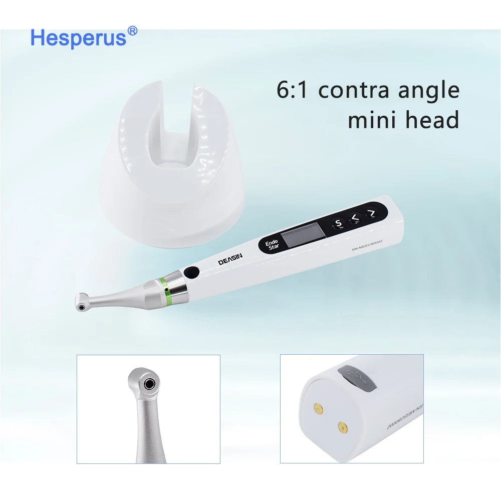 2 in 1 de ntal Endo Motor with Apex Locator Wireless Endodontic Treatment LED Endo Motor with 6:1 Mini Head Contra Angle