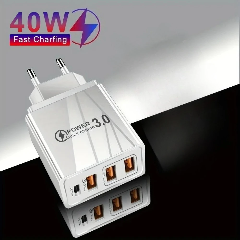 48W USB Charger QC 3.0 Type C PD Fast Charge For Suitable for all phones Mobile Phone EU/US Plug Wall Charger