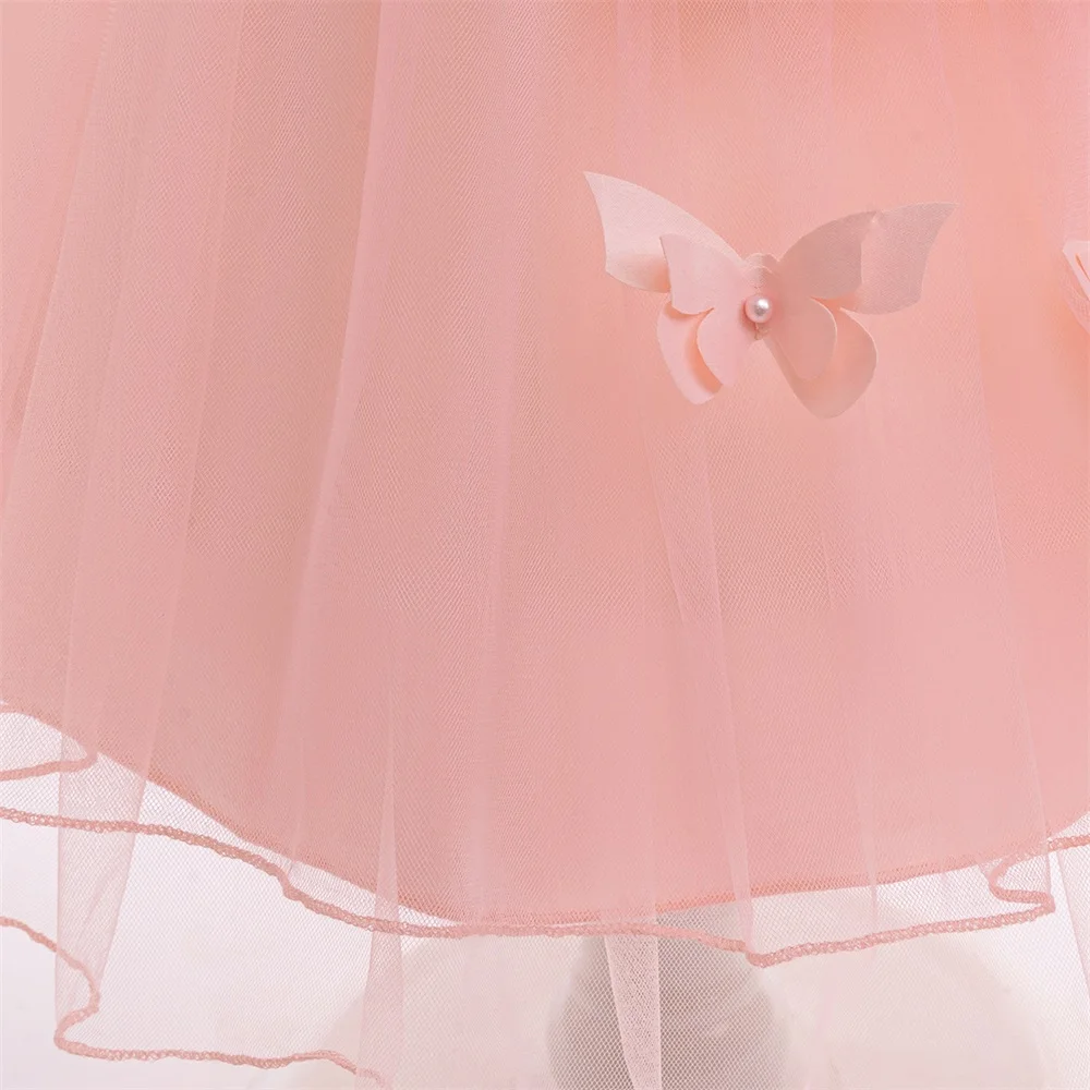 Baby Princess Dress For Girl Girls Party Dresses Toddler New Pink Butterfly Birthday Clothes Kids Fashion Evening Tulle Costumes