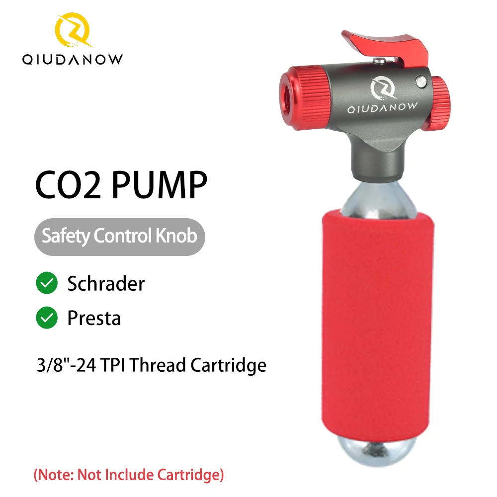 

Portable Tire Inflator CO2 Pump with Safety Control Knob with a Venting Button fits Presta & Schrader Valves for MTB & Road Bike