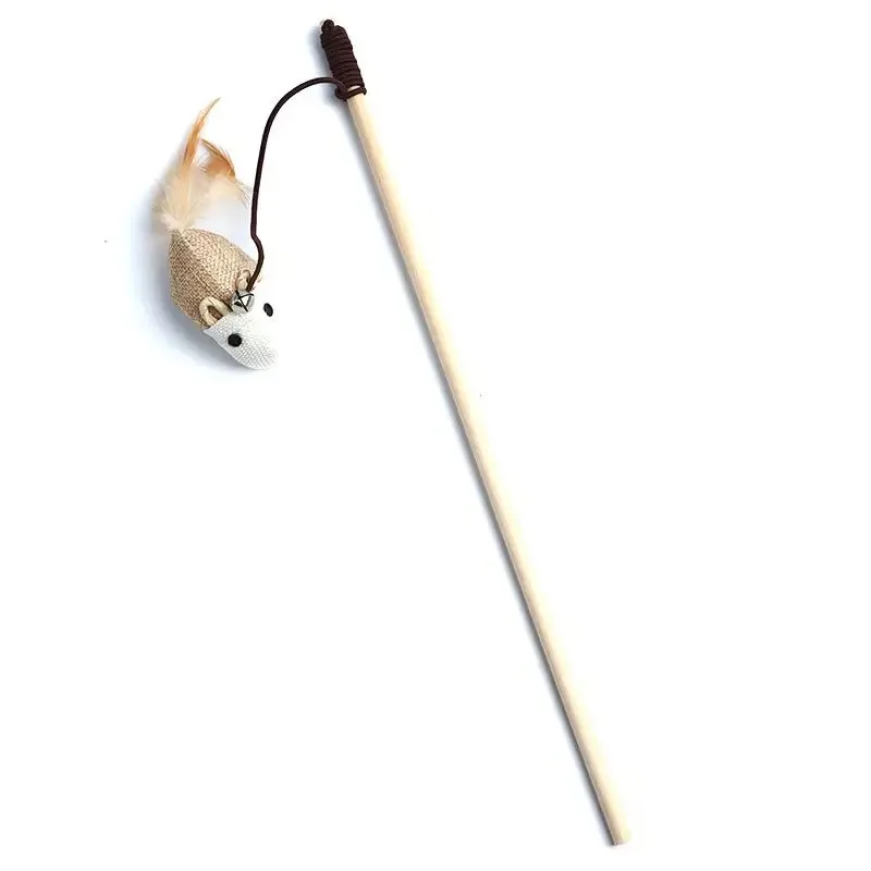 1pc Teaser Feder spielzeug Kätzchen lustige bunte Stange Katze Zauberstab Spielzeug Holz Haustier Katze Spielzeug interaktive Stick Haustier Katze liefert