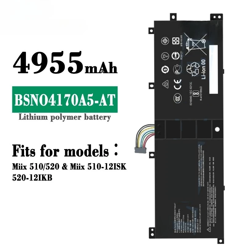 7.68V 4955mAh Laptop Battery BSNO4170A5-AT For Lenovo Miix 520 510 510-12IKB 510-12ISK 520-12IKB 525-12IKB BSNO4170A5-LH