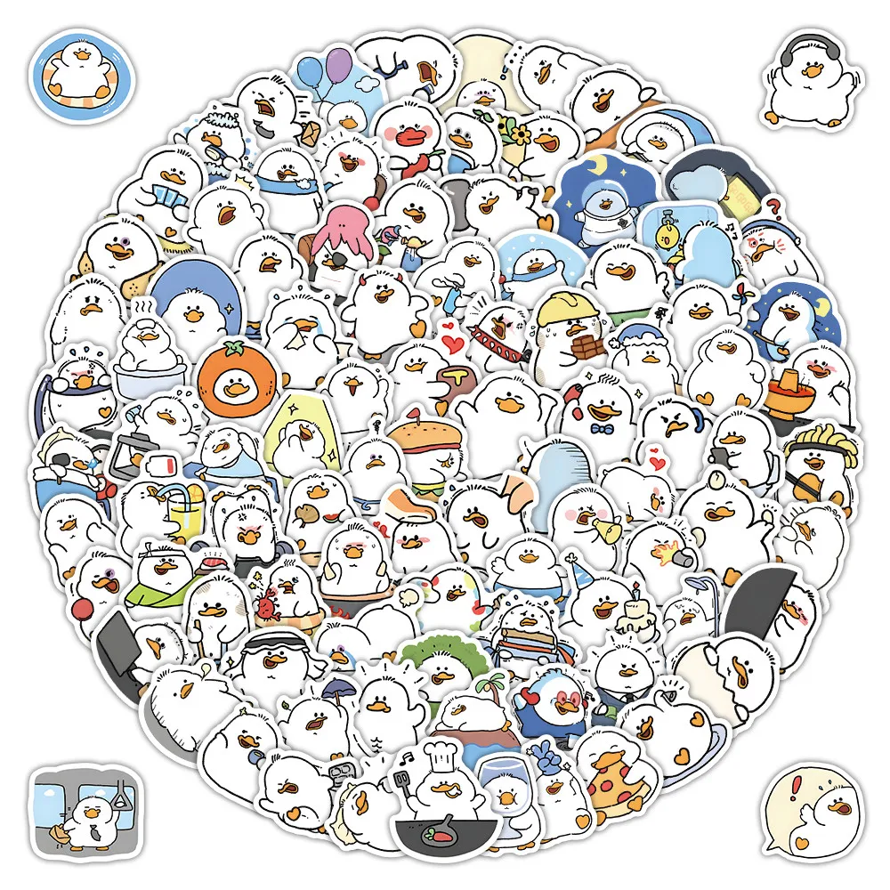100 Pcs Chubby Duck Cute Stickers - Healing Aesthetic Decals for Journals & Phone Cases Giajar Sticker Store