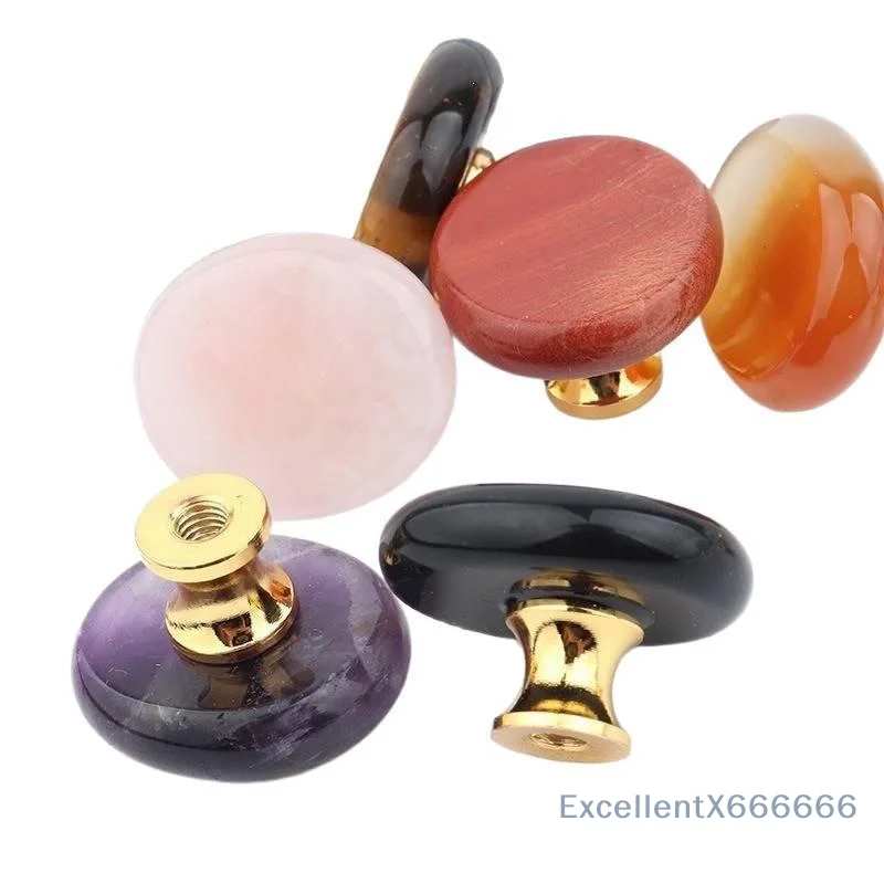 Natural Agate Stone Cabinet Door Knob Scratch Resistant 1 Set Pull Handle for Cupboard Dressing Cabinet Home Furniture Decor