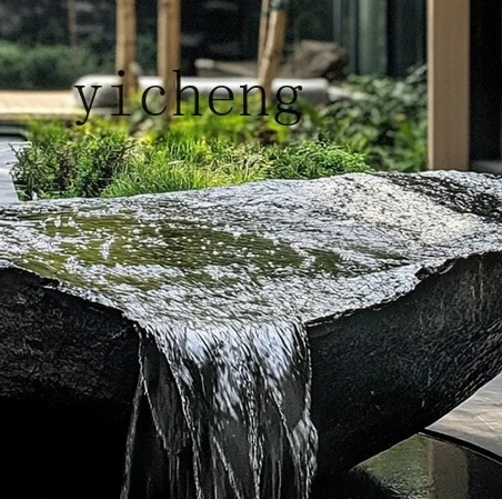 

Black Mountain stone water bowl basin courtyard Chinese fountain stone carving water fountain garden