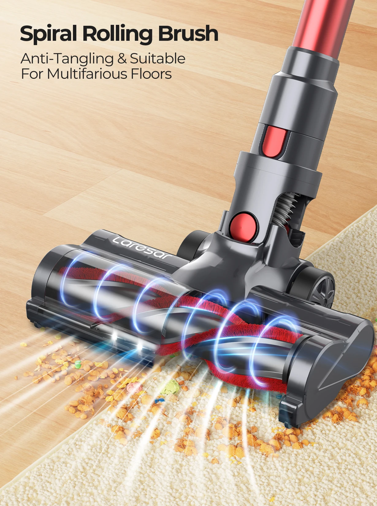 Laresar 48000pa 500W V8 Cordless Vacuum Cleaner Car 60 Mins Home Appliance Wireless Removable Battery 2024 NEW Brushless mo