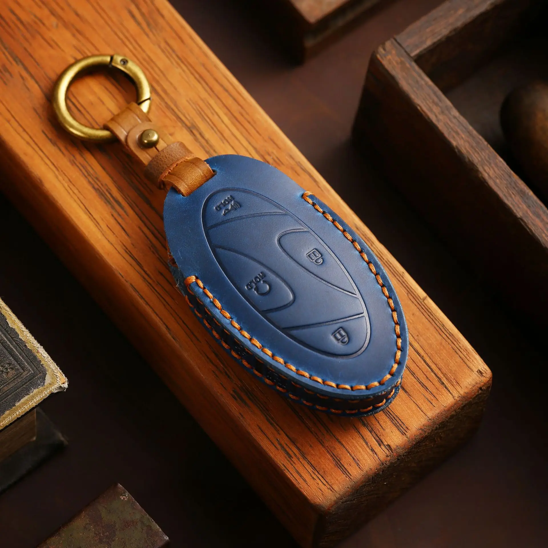 Leather Car Fob Key Case Protector Cover Holder Keychain Accessories for Hyundai Grandeur GN7 2023 Kona Ev 2023 Smart Romote - Image 6