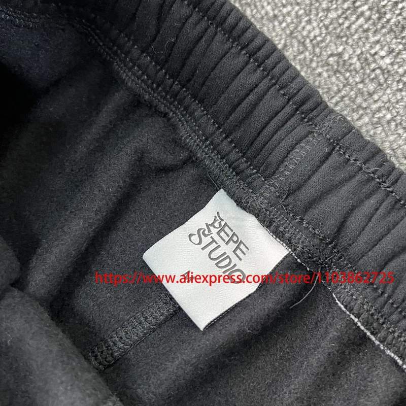 النسيج الثقيل عالية الجودة العلامة الأصلية بيبي ستوديو Sweatpants التنقل في الهواء الطلق المنزل الرجال النساء عادية بيبي ستوديو السراويل الفضفاضة